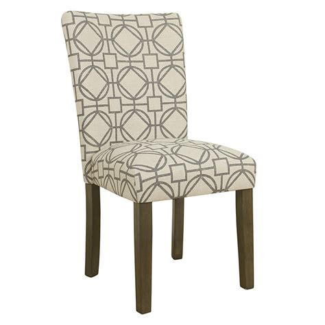 Parson Dining Chairs With Trellis Patterned Fabric Upholstered Seating