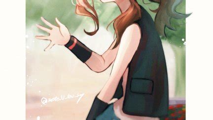 Hilda Pokémon long hair ponytail brunette solo women with hats open mouth anime anime
