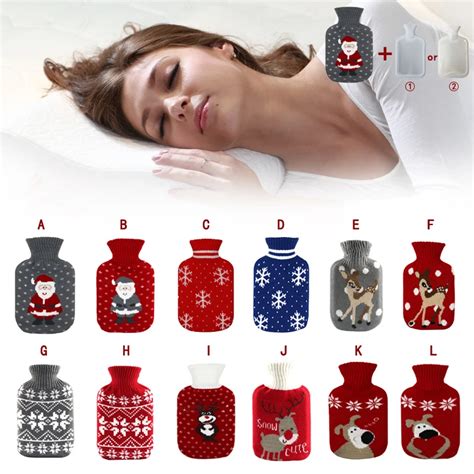 Cute Rubber Hot Water Bag With Plush Fleece Knitted Covers Water Injection Warm Heater Bag For