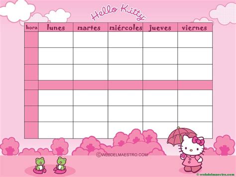 Horario Escolar Para Imprimir En Modelos Variados Web Del Maestro