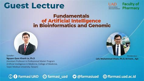 Guest Lecture Fundamentals Of Artificial Intelligence In Bioinformatics And Genomic Youtube