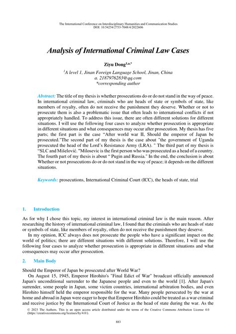 (PDF) Analysis of International Criminal Law Cases