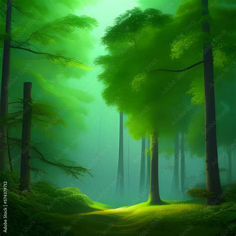 Deep Forest Fantasy Backdrop Concept Art Realistic Illustration Video Game Digital Cg