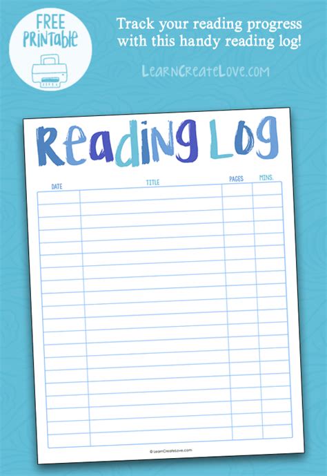 Reading Log Free Printable