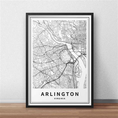 Arlington VA Map Print Virginia USA City Map Instant | Etsy