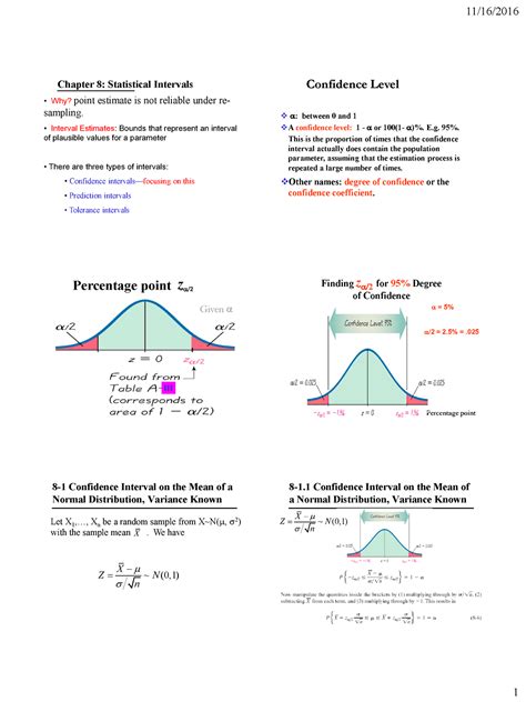 Chapter 8 One Population Confidence Interval Handout Chapter 8