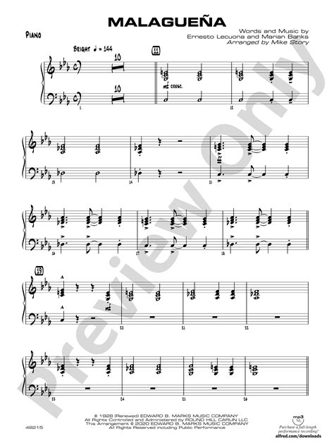 Malagueña Piano Accompaniment Piano Accompaniment Part Digital Sheet Music Download