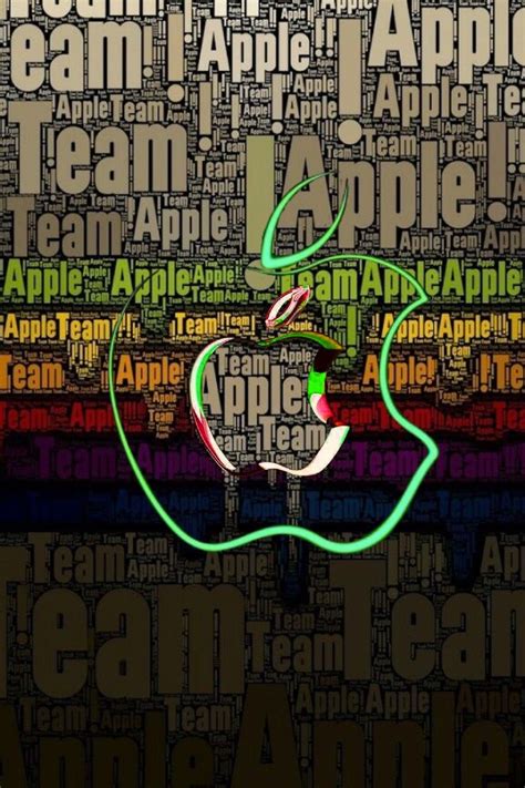 An Apple Logo With The Words Team Apple In Green And Red On Top Of It