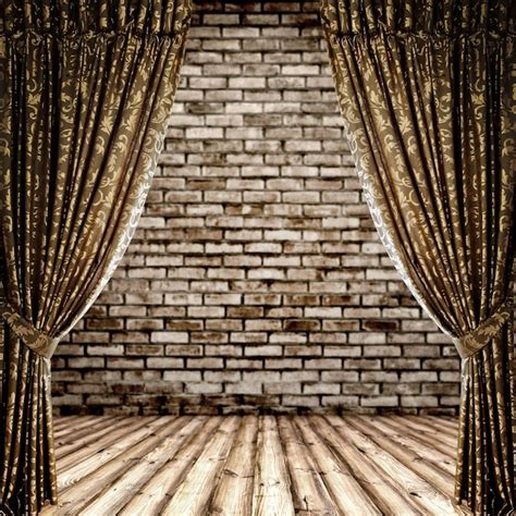 Premium Photo | Open curtains on the background of theater with bricks