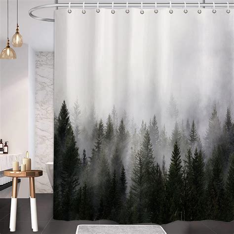 Ortigia Misty Forest Shower Curtains Nature Woodland Pine Tree Shower