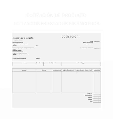 Plantilla de Formato Excel Cotización De Producto Cotizaciones Estados