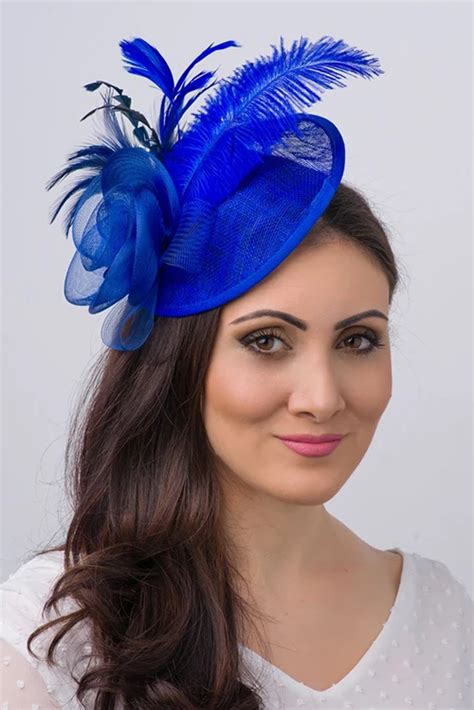 Feather Party Fascinators Myslady Blue Fascinator Royal Blue