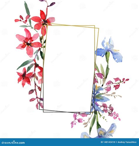 Bouquet Floral Botanical Flowers Watercolor Background Illustration Set Frame Border Ornament