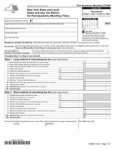 Form St 809 Printable Printable Forms Free Online