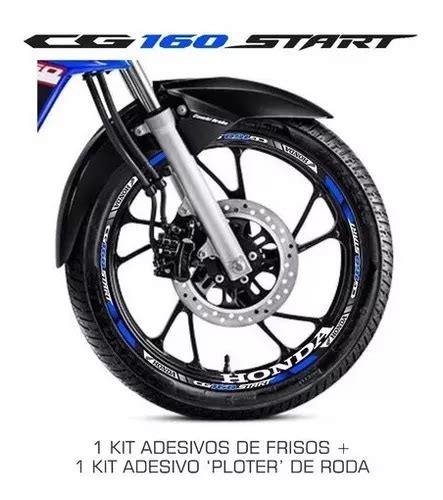 Kit Personaliza O Friso Roda Moto Honda Cg Start Azul