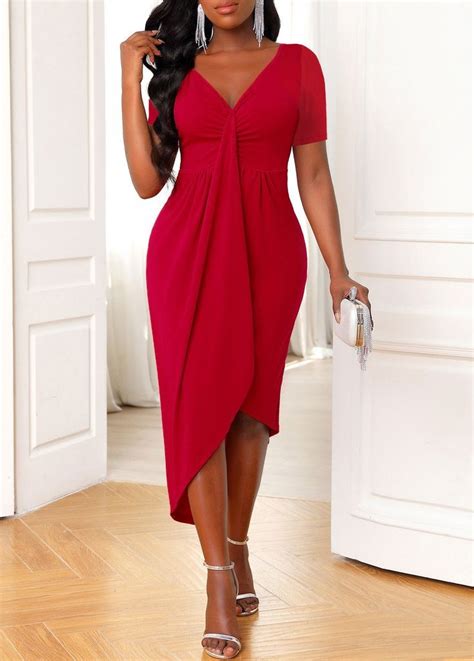 Rotita Usd Wine Red Dress Elegant Casual Dress Red Dress