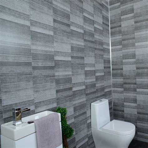 Grey Anthracite Tile Effect Bathroom Wall Cladding Shower Panels 2 6m X 0 25m X 5mm Claddtech