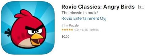 ios賬號分享Rovio Classics Angry Birds 憤怒小鳥經典迴歸 遊戲内參