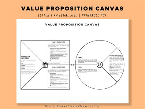 Value Proposition Canvas Blank Simple Business Minimalist Planner Guide