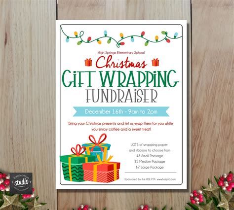 Christmas Gift Wrap Fundraiser Flyer Template Holiday Gift Wrapping