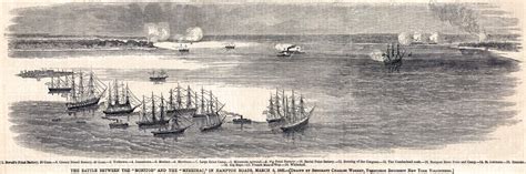 Battle Of Hampton Roads March 9 1862 Artists Impression Zoomable