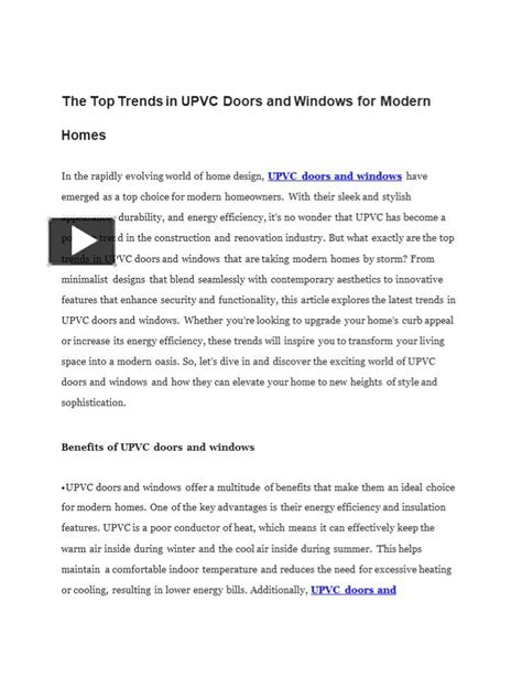 Ppt The Top Trends In Upvc Doors And Windows For Modern Homes