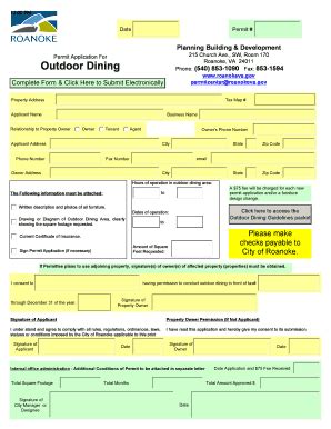 Fillable Online Roanokeva Outdoor Dining City Of Roanoke Fax Email