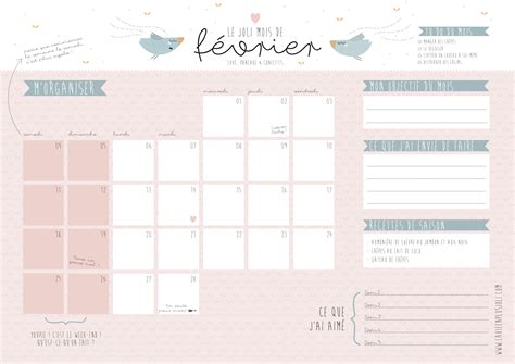 Calendrier Du Mois De Février à Imprimer La Vie En Plus Joli