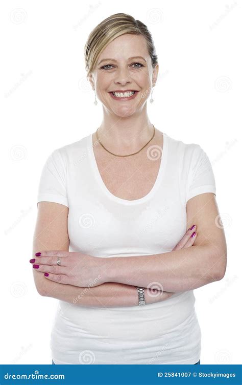 Caucasian Woman Posing With Arms Crossed Royalty Free Stock Photography