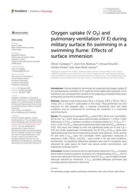 PDF Oxygen Uptake V O2 And Pulmonary Ventilation V E During