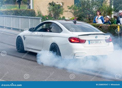 Bmw With Smoking Tires Burnout Editorial Photography Image Of Burnout