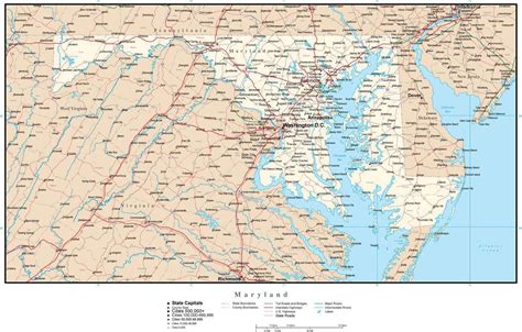 Maryland map in Adobe Illustrator vector format