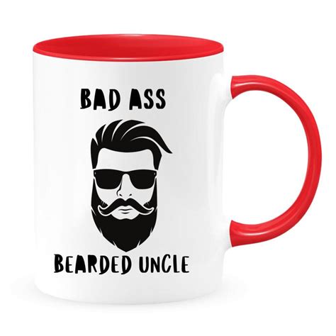 Bad Ass Uncle Bearded Uncle Fun Uncle Uncle Birthday Mug Best Uncle Gift Two Toned Coffee Or