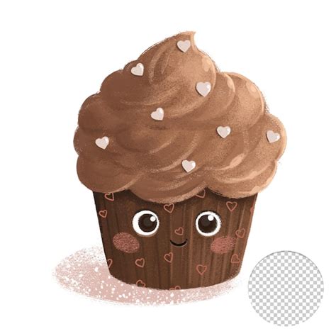 Cupcake de chocolate marrón lindo sobre fondo blanco Archivo PSD Premium