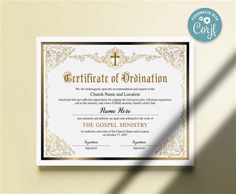 Certificate Of Ordination Gospel Ministry Certificate Template