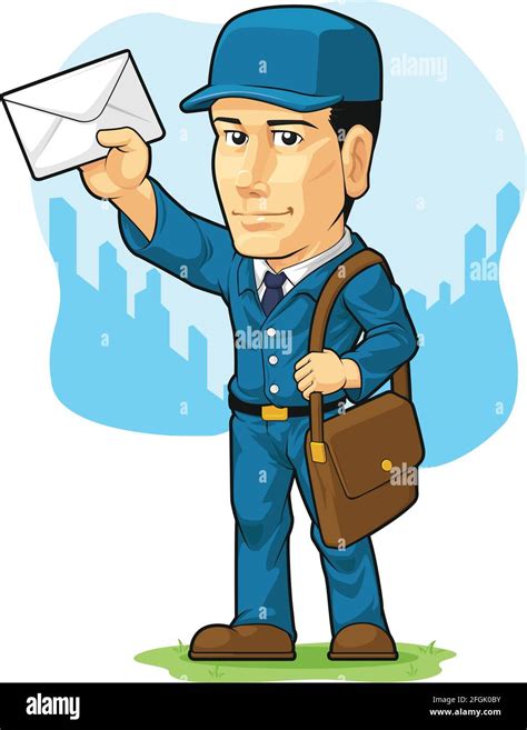 Illustration Mailman Postman Delivering Letter Hi Res Stock Photography