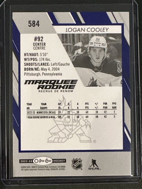 O Pee Chee Logan Cooley Marquee Rookies Blue Border Parallel