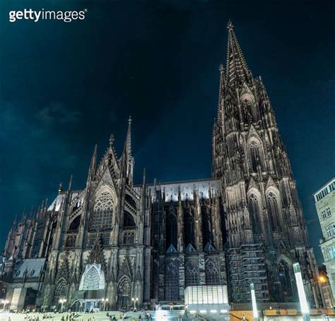 Exterior Of Cologne Cathedral At Night