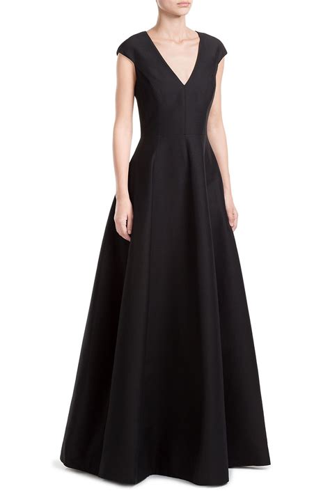 Halston Heritage Floor Length Evening Gown With Silk Evening Gowns