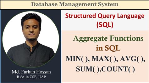 Lec 70 Aggregate Functions MIN MAX AVG SUM COUNT