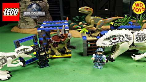 New Jurassic World Lego Indominus Rex Escape Knockoff Vs Triceratop Speed Build Stop Motion