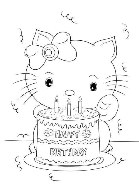 Dibujos De Hello Kitty Cumpleaños Para Colorear Vsun