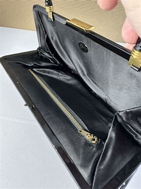 Garay Vintage S Black Patent Leather Purse Clutch Gem