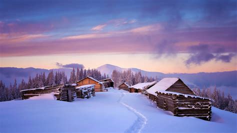 Huts Covered In Snow 4k Wallpaper,HD Nature Wallpapers,4k Wallpapers ...