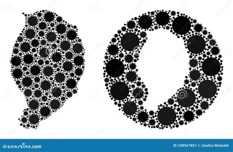 Stencil Del Mosaico Dell Epidemia Di Virus E Mappa Dell Isola Della