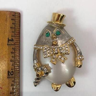 Vintage Kjl Kenneth Jay Lane Humpty Dumpty Brooch Pin