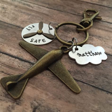 Airplane Keychain Pilot T Fly Safe Keychain Cloud Etsy