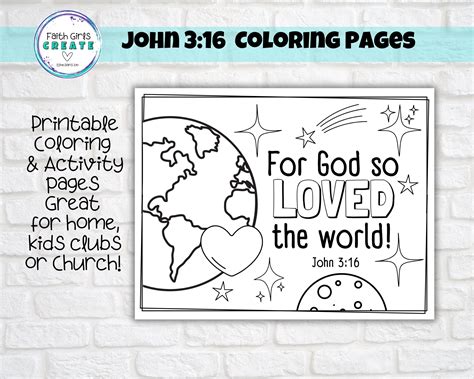 John 3 16 For God So Loved The World Set Of 10 Printable Colouring