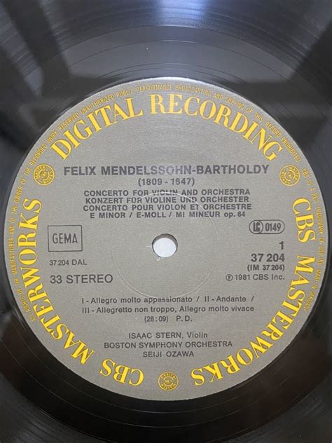 D 572 DIGITAL RECORDING MENDELSSOHN VIOLIN CONCERTO BEETHOVEN TWO