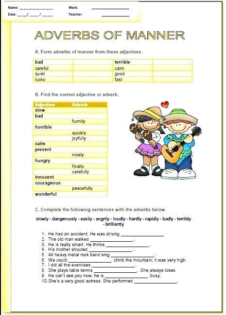 Types Of Adverbs Worksheets Pdf Adverbworksheets Net